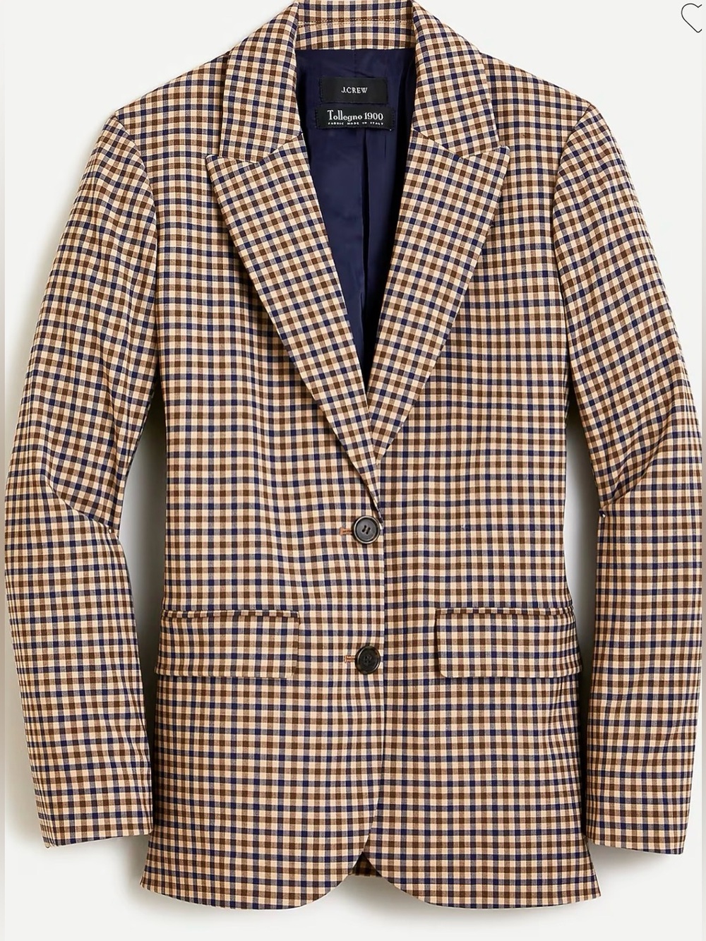 J. Crew Women’s Alfie Blazer Honey Plaid Italian Wool Size 4